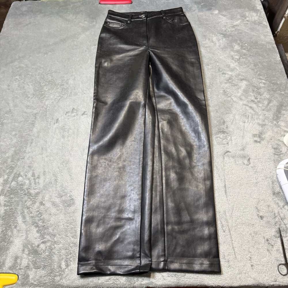 Aritzia Wilfred The Melina Soft Vegan Leather Straight Pant Black Size 23x27 - Picture 1 of 11
